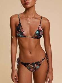 Travachic Damen Sommer Strand Tropischer Pflanzendruck Sexy Bikini Set Badeanzüge für Frauen Damen Bikini Sets Bikini Set für Frauen, Strand Outfits für Frauen, Strand Outfit für Frauen