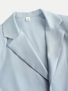 SHEIN 2pcs Teen Boys Casual Suit Set, Gentleman Style Streetwear Punk Rock School Outfit, Suitable For Spring/Summer Occasions Light Blue Suit Big Boy Suit,In Fall/Winter - Blue - View 3