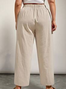 SHEIN VCAY Plus Solid Straight Leg Trousers
