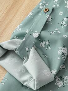 Modelyn 女士花卉印花前扣休闲卷袖衬衫