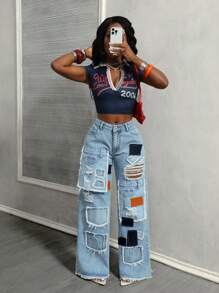 BamGleam 女士夏季时尚牛仔裤 - 藍色 - 查看 6