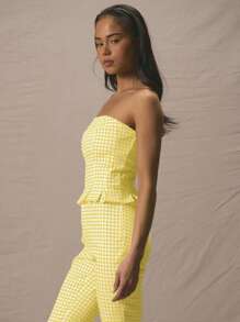 MUSERA 分叉式修身无肩带抹胸上衣（仅上衣）春夏可爱度假90年代性感外出上衣秋季嘉年华节日 - 黃色 - 查看 2