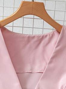 GlowEve CURVE 2 件女式纯色梭织修身无袖上衣 + A 字裙套装，优雅夏日装 - 粉色 - 查看 3