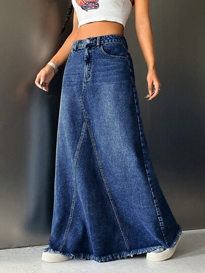 SHEIN ICON Denim Maxi Skirt