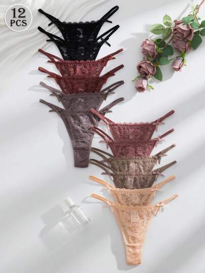 Multi Romantic Verleidelijke Kanten Ladies String Panties Lingerie view 3