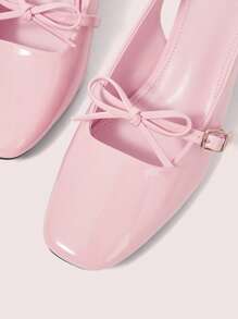 CUCCOO DOLLMOD 方头粗跟粉色蝴蝶结时尚女士高跟鞋 - 粉色 - 查看 7