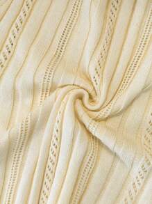 Franclia Hollow Out Long Sleeve Crewneck Knit Sweater, Lightweight Knit Pullover Fall Winter