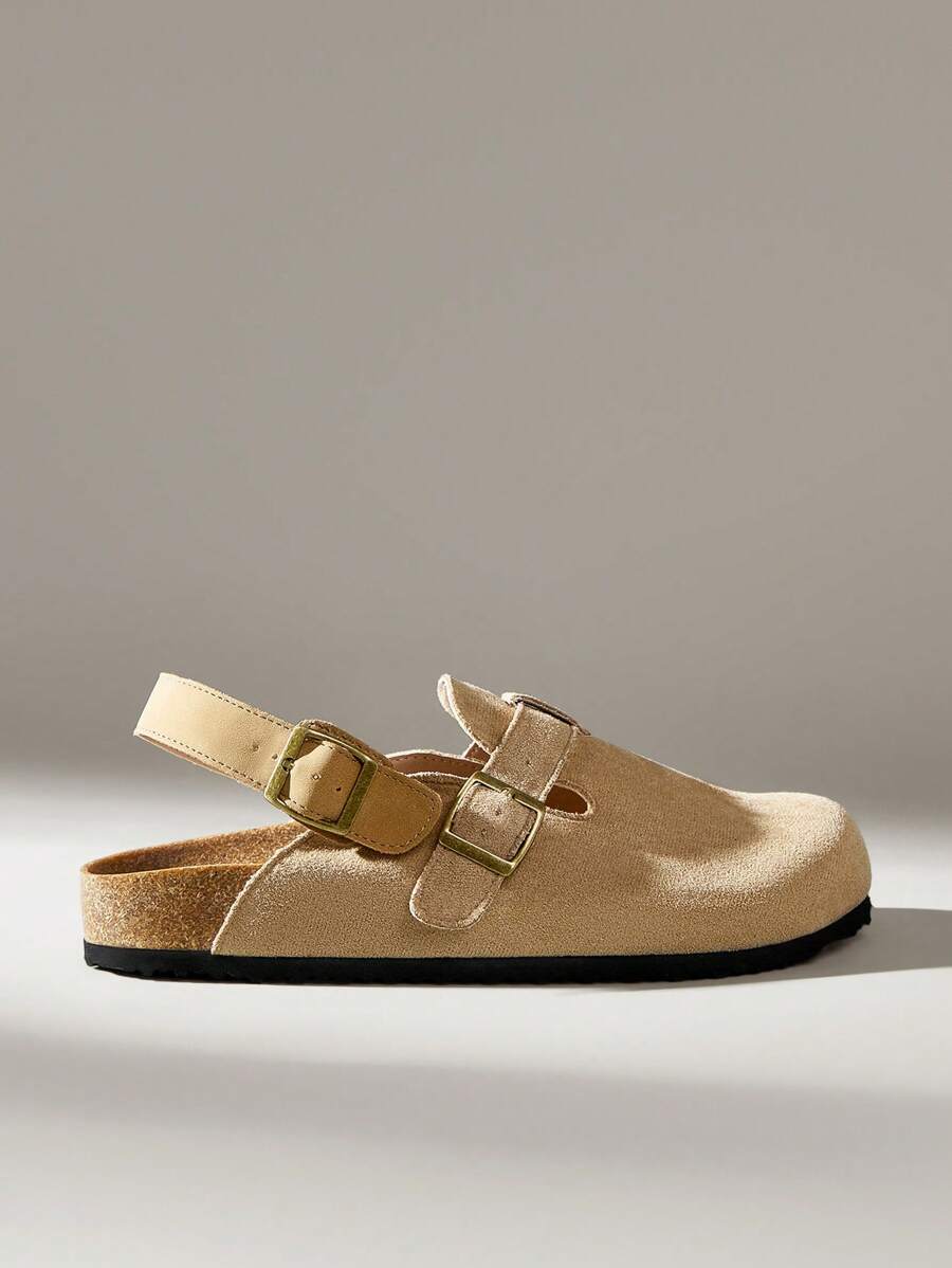 Solecia Ladies Adjustable Buckle Design Casual Comfortable Flat Shoes - Khaki - View 1