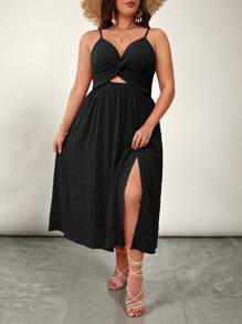 SHEIN VCAY Plus Size Women's Sleeveless Twist Knot Cami Summer Dress