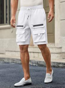 Manfinity VCAY 男士休闲多口袋抽绳腰直筒工装短裤男士带口袋短裤