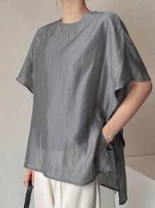 FRIFUL Blusa holgada con mangas de murciélago, blusa informal de verano para uso profesional