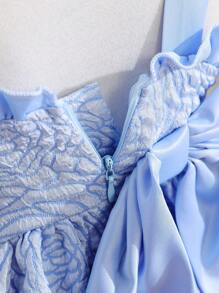 Elladie kids 女婴春夏细肩带超大蝴蝶结花卉 A 字裙，舒适休闲穿着，适合花童或生日派对和节日等特殊场合 - 藍色 - 查看 5