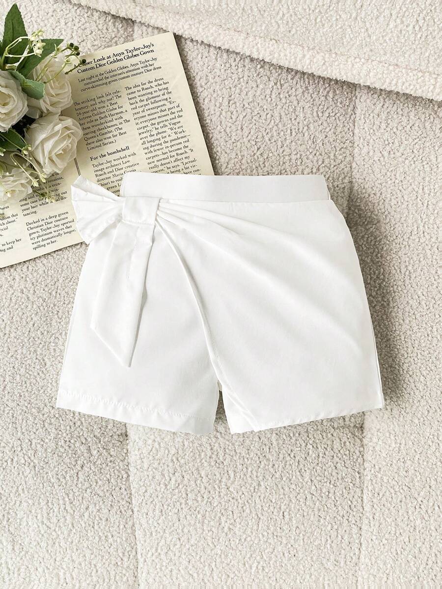 Souflis Souflis Baby Girl Infant Toddler 0-3Y Spring Summer New Arrival All-Match Versatile Casual Simple White/Beige Bow Skort - White - View 1
