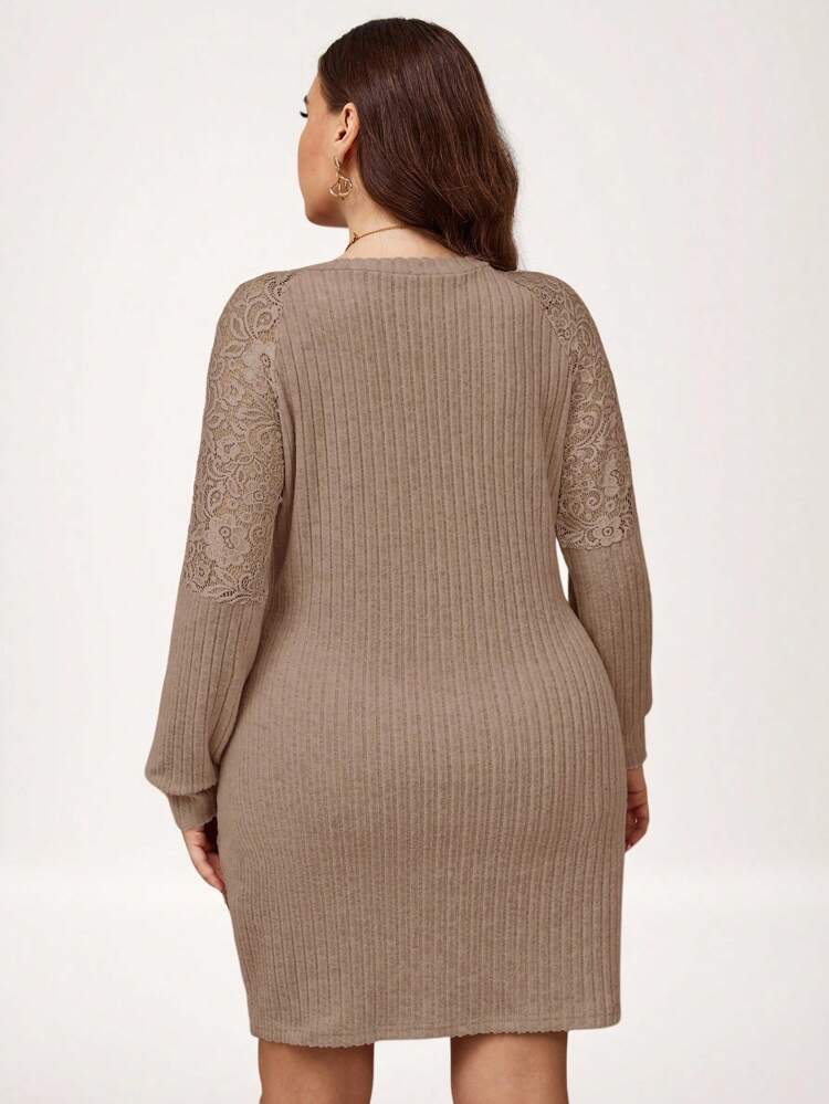 Plus Size Women's Lace Patchwork Dress