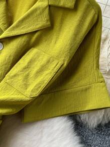 Fashionable Blazer Collar High Waist Jumpsuit - Olive Green - View 3