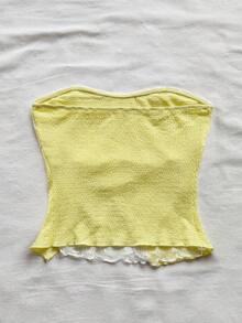 Soleia Áo Bandeau ren chắp vá cho kỳ nghỉ của phụ nữ - Màu vàng - Xem 2