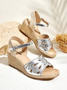 Styleloop Women's Fashion Silver Wedge Thick Platform Sandals - Silver - View 1