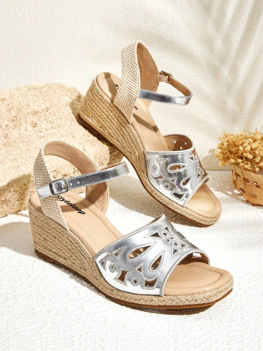 Styleloop Women's Fashion Silver Wedge Thick Platform Sandals - Silver - View 1