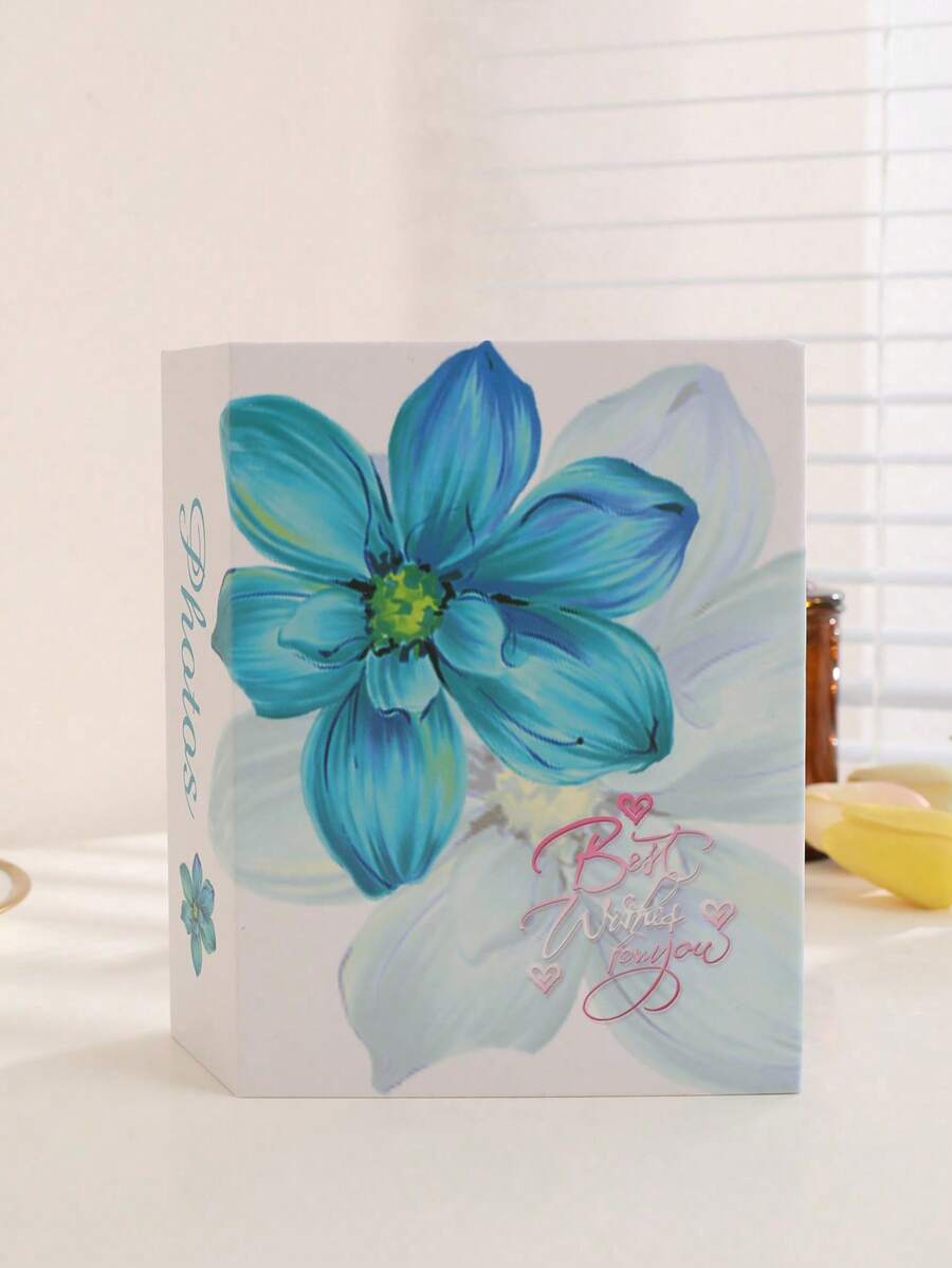 SHEIN 6-Inch 100 Sheet Large Flower Bag Photo Album, Paper Bag Photo Album, Children's Photo Album, Graduation Gift 1pcs - Blue - View 1