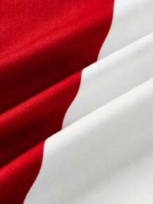 TOM & JERRY X SHEIN Bộ 2 áo thun tay ngắn họa tiết hoạt hình Colorblock cho bé trai và quần short, phù hợp cho mùa xuân/hè - Đỏ - Xem 6