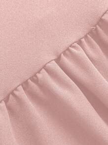 Viva Relle Plus Size Lace Sleeve Wide A-Line Solid Color Dress - Pink - View 7