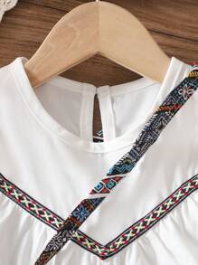 SHEIN Vintaside Kids Baby Girl Retro Fashion Casual Top And Pants Set - White - View 6