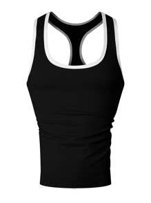 Manfinity Dauomo Men's Summer Binding Crew Neck Slim Fit Casual Tank Top