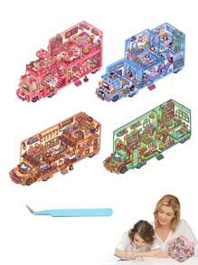 1pc/1set DIY Three-Dimensional Landscape Stickers Stickers Niche Decompression Fun Stickers, Creative 3D Three-Dimensional Miniature Scene Collage, Cute Decompression DIY Stickers Painting, Intellectual Model House, Miniature Scene Creative Storage DIY Stickers, 3D Layered House Stickers That Do Not Need To Be Cut, Educational Toys, Landscape Stickers, Notebook Stickers, Reusable, A Variety Of Sizes Available - Multicolor - View 13