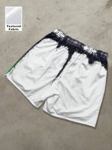 Manfinity EMRG Men's Casual Flame & Portrait Pattern Drawstring Waist Shorts, Summer - Multicolor - View 2