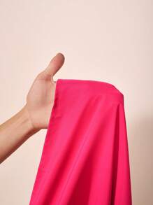 Zivah 2025 Spring/Summer New Plus Size Women Elegant Commute/Beach Vacation/Date/Party/Music Festival Co-Ord Solid Rose Red Round Neck Sleeveless Waist Splicing Pointed A-Line Ruched Maxi Dress - B Pink Long Dress Hot Pink Dress Solid Color Dress - Hot Pink - View 8