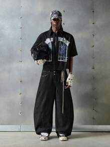 NEON BLANC 男士街头风格梭织图案印花短袖T恤，适合夏季