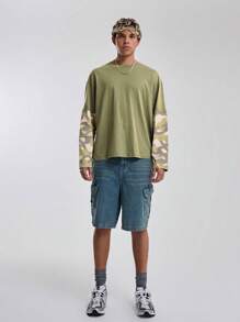 Musero 圆领撞色拼接长袖落肩T恤 秋冬 - 彩色 - 查看 3