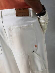 NEON BLANC Men's Street Fashion Woven Long Denim Jeans In White - White - View 6