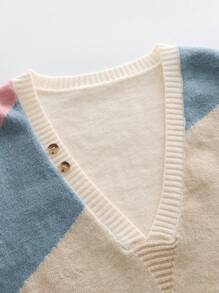 Franclia Asymmetrical Colorblock Casual Loose Women Pullover Sweater Vest, Spring And Autumn - Apricot - View 5