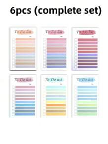 SHEIN 1/6 cái/50 Sổ tay ghi chép danh sách việc cần làm, Giấy ghi chú màu cầu vồng, Giấy ghi chú tự dính có dòng ngang, Giấy ghi chú cầu vồng màu ngẫu nhiên để học sinh sử dụng để đánh dấu các điểm chính, Giấy ghi chú có keo dính chắc chắn, Nhãn dán N sáng tạo và đơn giản để lập kế hoạch, nhắc nhở, học tập và ghi nhớ cuộc họp, - Nhiều màu - Xem 9