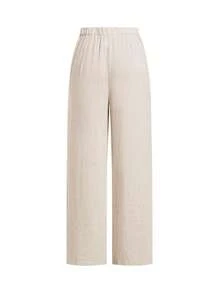 SHEIN Clasi Set di pantaloni lunghi e top in colore kaki con vita arricciata e spalla asimmetrica, elegante, per vacanze, primavera/estate - Albicocca - Visualizzare 7