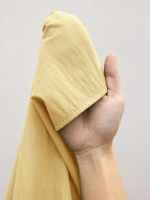 Maija 女式奶油黄色超喇叭裙横向褶皱设计，现代休闲度假舒适圆领全身横向开叉拼接两段褶皱长裙沙滩裙，波西米亚风超喇叭裙沙滩裙，女士优雅休闲连衣裙 - 黃色 - 查看 7