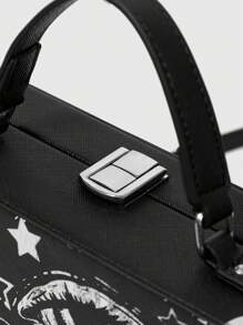 ROMWE Goth Gotischer Stil tragbare Boxform Damen Handtaschen, Halloween, perfekte Halloween-Taschen für Kostümpartys