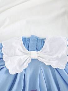 Cozy Pixies Baby Girl Ditsy Floral Round Neck Puff Sleeve Casual Versatile Dress - Multicolor - View 3