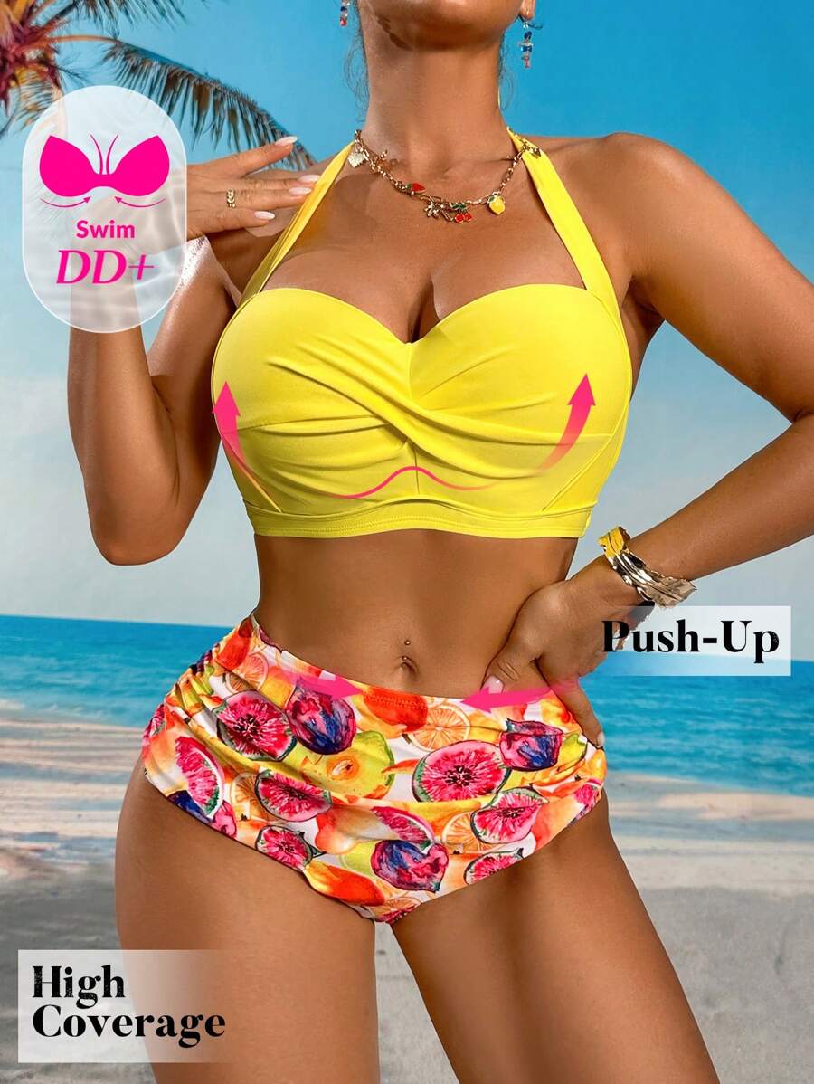 Halter Top & Swim Shorts Bikini Set main image 1