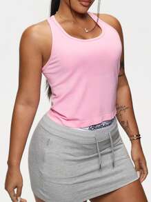 Easithlete Große Größen Nahtloses rosafarbenes Sport-Camisole für Damen - Pink - Übersicht 6