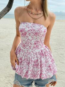 Jouncy French Design Bowknot Sexy Bandeau Crop Camisole Top For Summer, Exposure - Multicolor - View 1