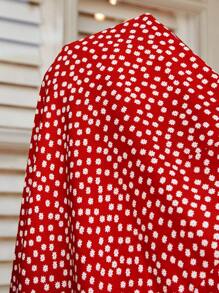 SHEIN Clasi Falda ribete con fruncido cruzado con nudo lateral - Rojo - Ver 7