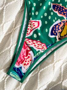 Swim Vcay Summer New Fashion All-Over Random Print Spaghetti Strap Sleeveless High Cut Beach Vacation Swimsuit