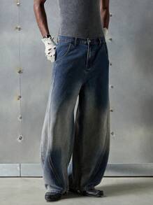 NEON BLANC Men's Streetwear Fashion Loose Fit Woven Baggy Jeans, School