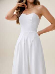 Chiquease Vestido de lino largo y elegante con escote halter para mujer, para fiestas de verano - Blanco - Ver 7