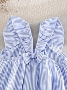 Cozy Pixies Baby Girl Plant & Floral Pattern Round Neck Ruffle Hem Dress