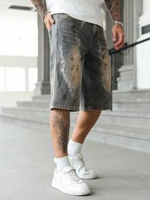 Manfinity Roughcore Shorts bermudas casuales diarios de hombre con botones y de mezclilla - Multicolor - Ver 5