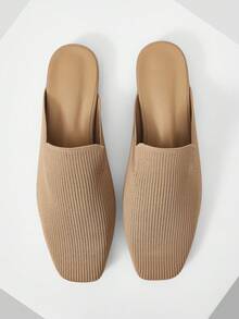 MOTF PREMIUM SQUARE TOE FLAT MULE SLIP-ON SHOES - Apricot - View 9