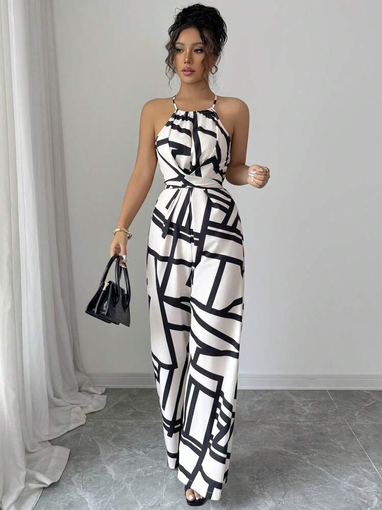 Elenzga Mono elegante envolvente de tela estampada para mujeres, adecuado para vacaciones y uso diario - Multicolor - Añade 5